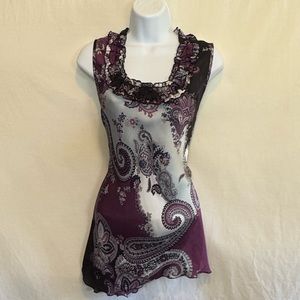 Dressbarn Purple and Black Sleeveless Blouse